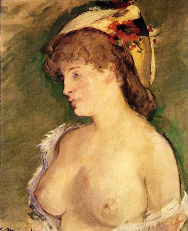 The Blonde with Bare Breasts, 187 - Edouard Manet Painting